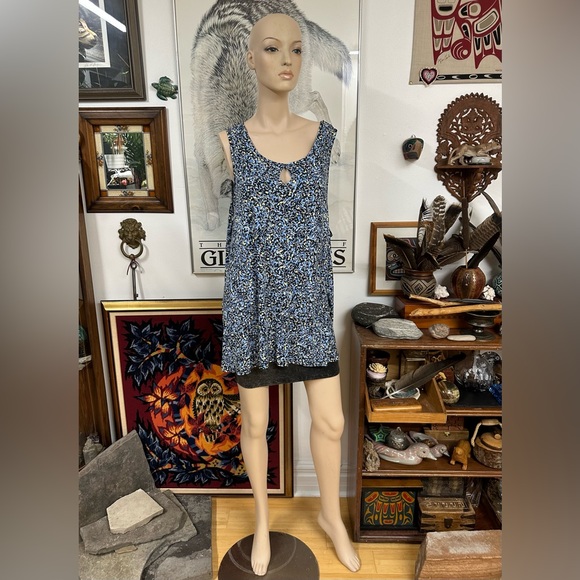 Blue, Black, & Yellow All-Over Patterned Tank Top - Picture 9 of 9